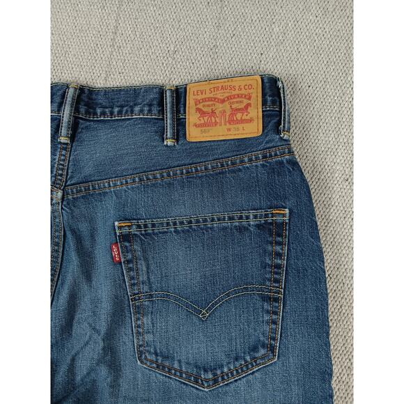 Levis 569 Denim Shorts Mens 38 Blue Wash Fade Loose Street Skate - Picture 8 of 14